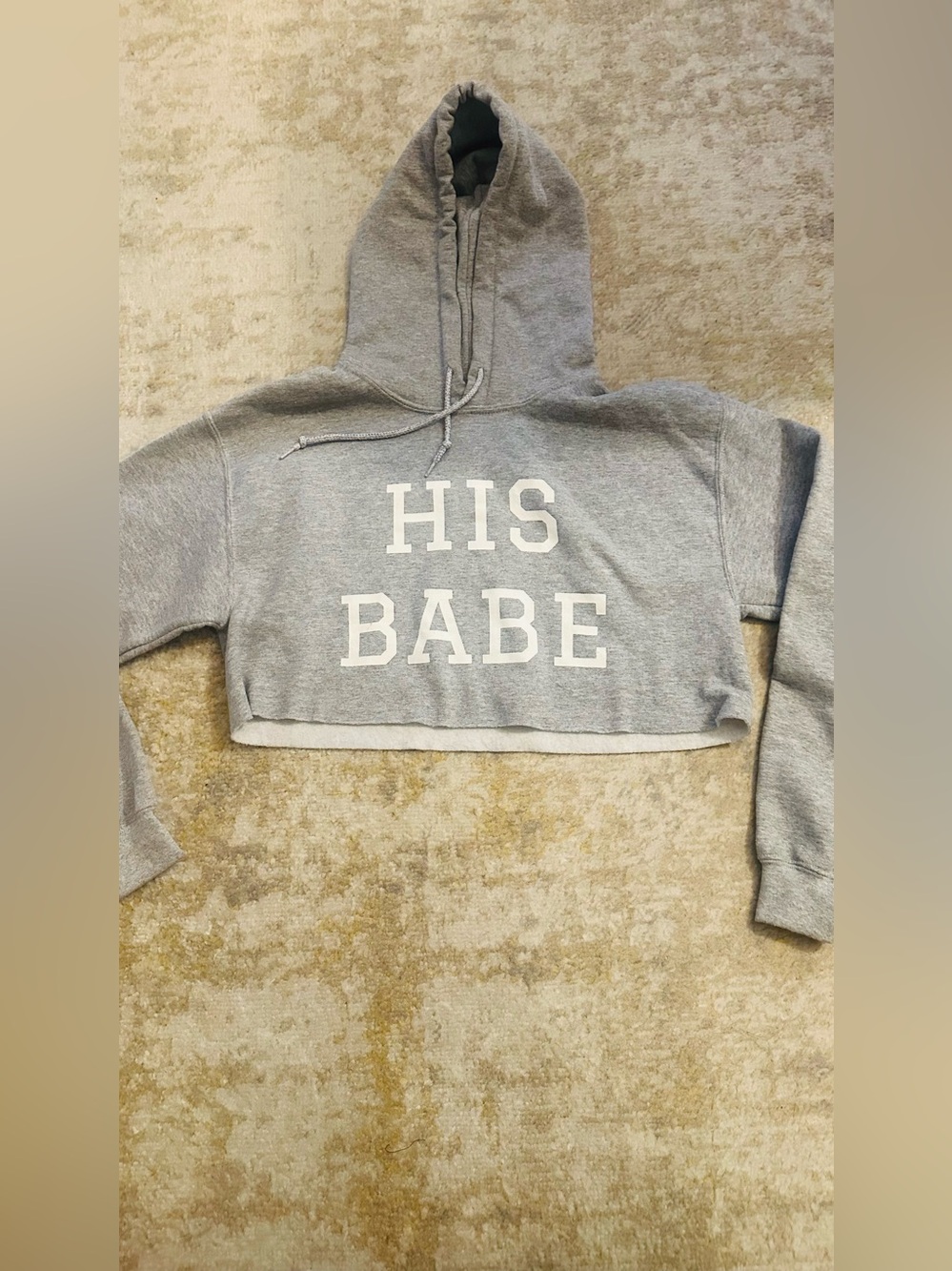 Diva Gray Cropped Hoodie with "HIS BABE" Print